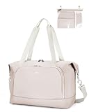 ECOHUB 30L Faltbare Reisetasche Handgepäck, Untersitz Handgepäck Tasche für Flugzeug, Easyjet handgepäck 45x36x20 Mit Abnehmbar Nass-Tasche, Recyceltes PET Weekender Damen, Patent Anhängig(Beige)