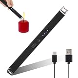 JIEYUCHU Lichtbogen Feuerzeug Elektrisch, Stabfeuerzeug USB Aufladbar mit LED Display, Winddicht und Flammenlos für Kerzen, Camping, Gasherd, Party (Schwarz)