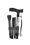Pepe - Gehstock Klappbar, Gehstock Damen Höhenverstellbar, Gehstock Herren Elegant, Spazierstock Herren Schwarz, Gehstock Faltbar, Spazierstock Damen, Gehstock für Senioren, Gehstock Aluminium