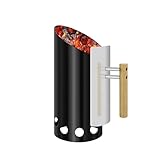 Joyagrill Charcoal Chimney Starter Double Enameled Large Capacity Chimney Starter, Chimney Starter for Charcoal Grill with Heat Shield & Bamboo Handles Great Heat Insulation and Easy Grip
