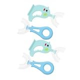 COLLBATH 4 Stück Handzahnbürste für toothbrush zahnbürste Cartoon Zahnbürste mundhygiene Zahnreinigungsbürste Kinderzahnbürste in U-Form Silikon in Nippelqualität Blue