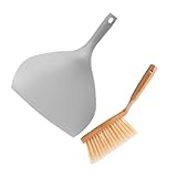 Healvian Kleines Kehrschaufel und Besenset aus Kunststoff Flexibler Tischbesen mit Schlanken Borsten Staub und Schmutzentferner für Schreibtisch Sofa und Auto