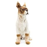 LIGHTAOTAO 4 Stück Hundesocken aus Baumwolle rutschfeste Pfotenschutz socken in Kaffee Schützend gegen Schmutz und Kälte für Mittlere Hunde Sicherer Halt durch Anti rutsch Design