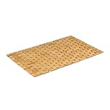 Relaxdays Badvorleger Bambus, 60x40 cm, Rutschfester Duschvorleger, zusammenrollbare Badematte, Bambusmatte Bad, Natur