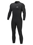 Hevto Neoprenanzug für Herren, 3/2 mm mit Reißverschluss hinten, warm, zum Surfen, Schwimmen, SUP, Schnorcheln und Tauchen (M2B-Black, MS)