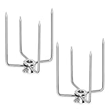 SUBTLETY 100x85mm BBQ Grillspieß Fleischnadeln 2 Stück Edelstahl Drehspieß Feststellschraube Set Mobile Gasgrill Fleischklammer Grilldrehspieße Rotisserie Grillgabeln für Camping Picknik