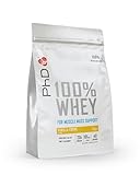 PhD Nutrition 100% Grassfed Whey Protein Pulver 1kg Vanillecreme, High Protein Eiweißpulver mit 19g Eiweiß pro Portion und 5,5g BCAAs, Zucker- und kalorienarm, Low-Carb