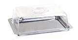 APS 67 Frischhaltebox – hochwertiges Serviertablett mit Haube Made in Germany - langlebig, stapelbar, nicht spülmaschinenfest und aus rostfreiem Edelstahl – 25 x 19 x 7cm