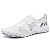 POIUIYQA Damen Barfußschuhe Breite Füße Wasserschuhe Barfuss Schuhe Bequeme Sommer Barfußschuhe Pro rutschfeste Badeschuhe Lässig Schnelltrocken Aquaschuhe Schwimmschuhe