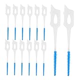 HIAKDOFT 40 Stück Interdentalbürste zum Reinigen Zahnseidebürste -Zahnseide-Pick tragbar Zahnseide Picks wählen Bürste holen Zahnbürste Kieselgel Blau