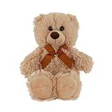 Idena 40256 - Teddybär mit kuscheligem Fell in Beige und brauner Schleife, Kuscheltier für Babys & Kinder, ca. 20 cm