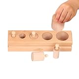 Zylindrische Holzbausteine, sensorische Entwicklung, 15,5 x 4,5 x 3,5 cm, Holzformsortierer, genopptes Zylinderspielzeug, Lernspielzeug, für die Lernentwicklung von Kindern im Vorschulalter