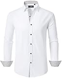 J.VER Herren Hemd Modern Fit Businesshemd Bügelleicht Kleid Hemd Männer Wrinkle Free Casual Shirt Hochzeit Smokinghemd,Weiß,3XL