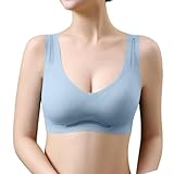 Nahtloser Sport-BH für Damen, aus Eisseide, nahtlos, bequem, weich, atmungsaktiv, Damen-BHs, abnehmbar, gepolstert, Push-Up-Unterwäsche, Packungen für Yoga, Fitness, Übung, hellblau, 3XL