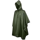 Sensong Regenponcho Wasserdicht Regencape mit Kapuze Multifunktionales Regenmantel Wiederverwendbar Regenkleidung Faltbare Ripstop Damen Herren für Wandern Jagd Camping Angeln Täglichen Gebrauch Grün
