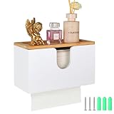 EFUTURETIME Handtuchspender für Papierhandtücher aus Bambus, 27.5x16x13cm, Papierhandtuchhalter Wand für H2 Papierhandtücher, Öffentliche Papierhandtuchspender mit Magnetischem Deckel, Weiß