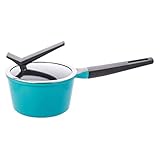 wang hao shop Töpfe, Milchtopf, Stielkasserolle mit Deckel, Induktionssautepfanne, Kochtopf für Suppe/Blau/A