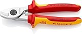 KNIPEX Kabelschere isoliert mit Mehrkomponenten-Hüllen, VDE-geprüft verchromt 165 mm, 95 16 165