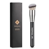 TEOYALL abgewinkelter Kabuki Foundation Pinsel, dichter synthetischer Konturenpinsel für Bronzer, flüssige Foundation, Creme, Puder, Blending, Buffing, Stippling Brush