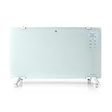 NEDIS Glaspanel-Konvektionsheizgerät - Thermostat - LCD-Display - 2 Heizstufen - Stand-/Wandgerät - 2000 W - Fernbedienung - Überhitzungsschutz - IP24 - Weiß 1.50 m Weiss HTPL20FWT