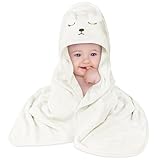 Aolso Kapuzenhandtuch Baby, 80x80 cm Baby Handtuch Kapuze, Baby Waschlappen, Korallenvlies Babyhandtuch mit Kapuze für Neugeborene, Weich & Super Saugfähig, Unisex(Weißer Bär)
