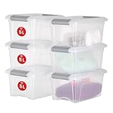 Iris Ohyama Aufbewahrungsboxen mit Deckel, 5L, 6er-Set, Silber, Sicherer Verschluss, Stapelbar, Griffe, Schlafzimmer, Schrank, Büro, Organisation, BPA-freies Plastik, Ordnungsboxen, NTB-5