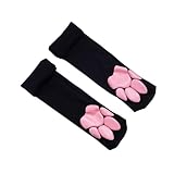 ULIJTH Paw Pad Socken Puffyed Pawpad Cute Thigh High für Mädchen Kinder Frauen Cosplay Overknee Strümpfe und Handschuhe, Schwarz , Einheitsgröße