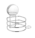 WENKO Static-Loc Plus Haartrocknerhalter Osimo, Föhnhalterung mit Kabelhalter, Befestigen ohne Bohren, sicherer Halt durch statische Haftung auf glatten, luftundurchlässigen Flächen, 14 x 13 x 11 cm