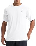 baleaf UV Shirt Herren Sport T Shirt Schwimmshirt Wasser UPF 50+ Sportshirt Trainingsshirt Fitness Shirt Funktionsshirt Schnelltrocknend Gym Weiß L