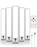 EZVALO Schrankbeleuchtung 23cm mit Fernsteuerung & Bewegungsmelder, 1600mAh USB Unterbauleuchte Küche LED, 5700K Unterschrank Beleuchtung für Kleiderschrank, Küche, Treppe (5 Stück)
