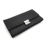 Lemasi Echtleder Kellnerbörse Schwarz aus Rindleder – Servicebörse mit 5 Scheinfächern, Wiener Münzfach, Reißverschlussfach, Kartenfächern & Kettenöse – Professionelle Kellner Geldbörse