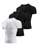 Niksa Kompressionsshirt Herren,Laufshirt Herren Kurzarm mit Unterarm Mesh kurzärmliges Funktionsshirt Atmungsaktiv Sportshirt Männer für Running Workout Fitness