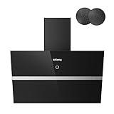 Dunstabzugshaube 60 cm, IsEasy Umluft Dunstabzugshaube mit 578 m³/h Starke Saugleistung, 4 Einstellstufen, Abluftmodus, 1–9min Verzögerungs-Ausschaltfunktion, Min 58 dB, Schwarz, Effizienz A++
