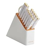 Farberware Dreifach genietetes Messerblock-Set, 14-teilig, Weiß und Gold