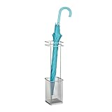 Relaxdays Regenschirmständer, HBT: 52,5 x 13,5 x 13,5 cm, Metall, eckiger Schirmständer für Regenschirme, modern, Silber