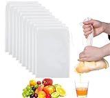 LXLUOO Nussmilchbeutel, 100 Netz-Käsetuchbeutel zum Abseihen, hochdichte Netz-Feinfiltration, wiederverwendbar, Filterung von Joghurt, Saft, Kaffee, Tofu, Tee, Käse, 10 Stück