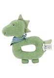 Sterntaler Greifling Dino Rexi - Motorikspielzeug zum Rasseln, Fühlen und Spielen - Kuscheltier für Baby und Kinder mit Rassel als treuer Freund - Baby Spielzeug aus weichem Feincord, steingrün