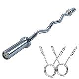 MAYCAN Olympische Langhantel-Curlstange, 122 cm, mit zwei Federverschlüssen, geeignet für Gewichtheben, Hüftstoß, Kniebeugen und Ausfallschritte