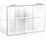 com-four® Premium Teekiste mit 8 Fächern und Klappdeckel - transparente Aufbewahrungsbox für Tee-Portionsbeutel - Einteilbox für Kaffepads, Backzutaten - Schmuck-Organizer (1 Stück - Premium)