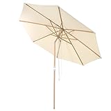 COSTWAY Sonnenschirm 300 cm, Gartenschirm aus Holz, beidseitig um 30° knickbar, Terrassenschirm, Marktschirm für Garten, Balkon, Terrasse, Beige