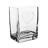 Herz & Heim® Moderne Glasvase zur Hochzeit mit gratis Gravur Transparent