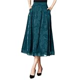 Sommerröcke, hohe elastische Taille, plissiert, A-Linie, langer Rock, weibliche Röcke, Pfau En8, M