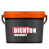 DICHTON Matte Innenwandfarbe 10l weiß - Wand- und Deckenfarbe, Innendispersion Wandfarbe ökologisch, waschbeständig, tropf- & spritzfrei, hohe Deckkraft, lösemittelfrei - InnenMatt D.70W