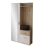 Mirjan24 Garderoben-Set Epic, praktische Wandgarderobe mit 2 Kleiderhaken, Schrank und Schuhschrank geeignet als Flurgarderobe (Sonoma/Weiß)