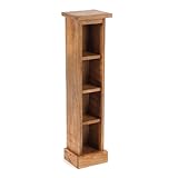 DESIGN DELIGHTS RUSTIKALES Holz CD Regal CD Tower | Mahagoni Massivholz, 76x15,5x16cm (HxBxT) | Holzregal mit 4 Fächern, CD Aufbewahrung | Farbe: 08 honigfarben gewachst