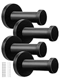 WJUAN 4er Set Garderobenhaken Edelstahl Schwarz | 53mm Handtuchhaken | Wandhaken mit 20kg Tragkraft & Montagezubehör | Kleiderhaken für Bad, Küche, Schlafzimmer