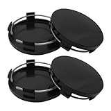 JNNJ 4 Stück Universal-Nabenkappen, Universal Felgen Radnaben Radmittelkappen, Universal Auto-Tuning-Zubehör Für Fahrzeug Auto Radnaben Kunststoff Abdeckungen(Schwarz)