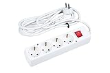 Jonex Steckdosenleiste 4-Fach mit Schalter 1,5, 3, 5 und 10 m Kabel, Schuko-Steckdosenleiste, weiß, 10,0 m PS-WS