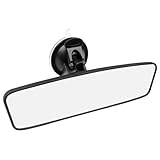 Avesteir Rückspiegel 24 x 6,5 cm, Innenspiegel Mit Weißem Flachem Glas, Weitwinkelverstellbar Mit Saugnapf, Universal für Auto, SUV, CRV, Vans, Trucks