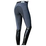 Reithose Damen Stretch Skinny Trainingshose Sport Reitleggings Damen Reithose Mädchen mit Handytasche und Gürtelschlaufen für Reitsport Pferdetraining Outdoorhose, grau, M